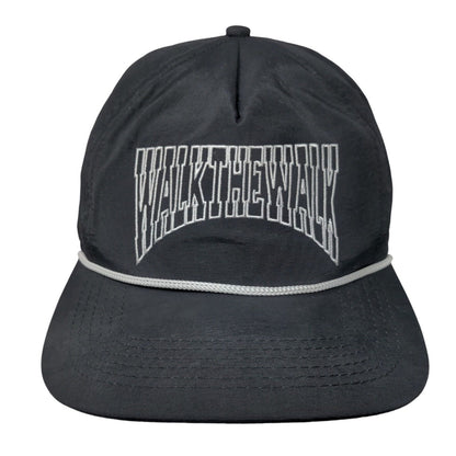 Walk The Walk Snapback Rope Hat Black One Size Embroidered Adjustable
