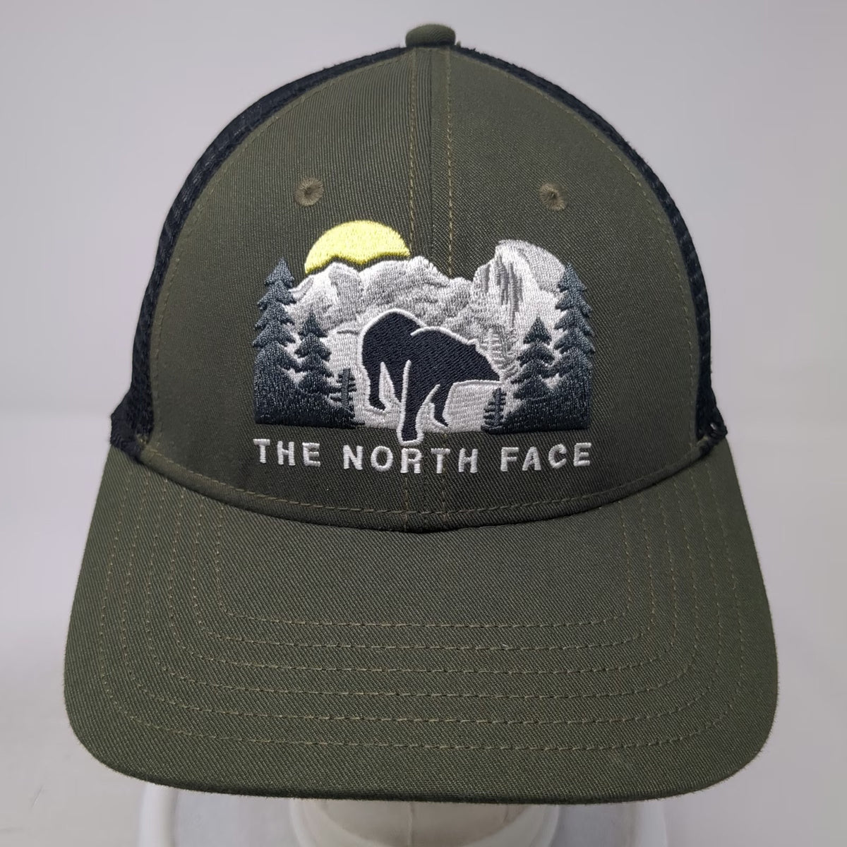 The North Face Trucker Hat Green One Size Bear Mountain Mesh Snapback Outdoor