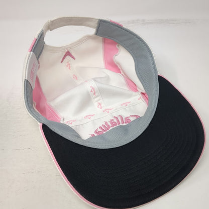 Callaway 5 Panel White One Size Strapback Golf Hat Mesh Side Panels Logo Cap