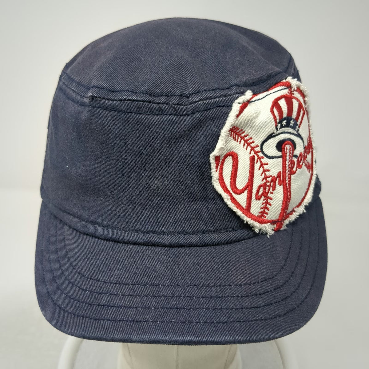 New York Yankees MLB New Era Army Cap Blue L Distressed Patch Stretch Fit Hat