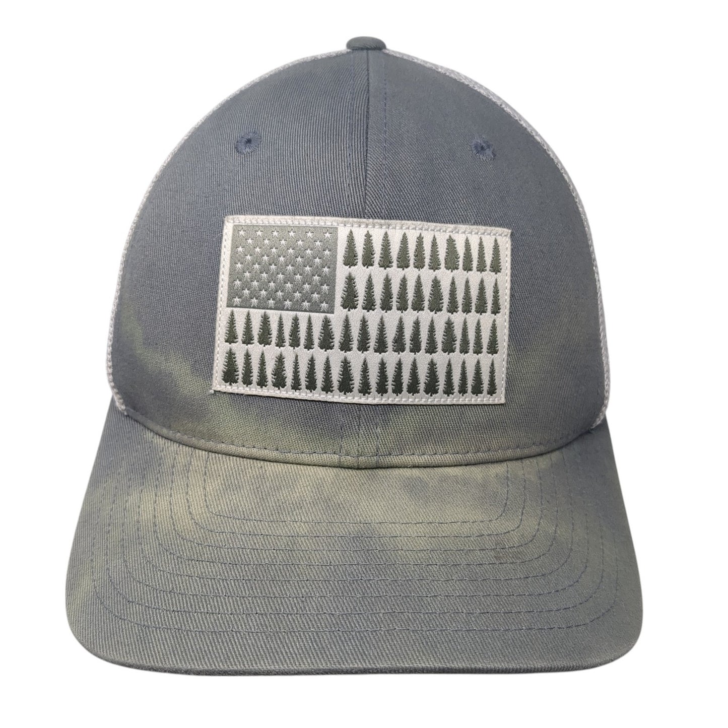 Columbia Tree Flag Fitted Baseball Cap Gray Medium Patriotic Mesh Back