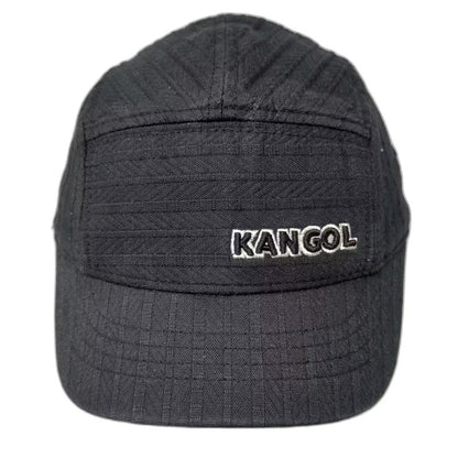 Kangol 5 Panel Black Hat M Fitted Flexfit Embroidered Logo Textured Fabric