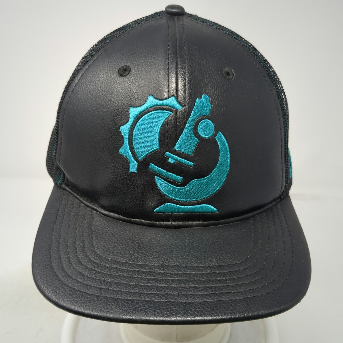 Dirty Arm Farm Trucker Hat Black One Size Blue Microscope Logo Mesh Snapback