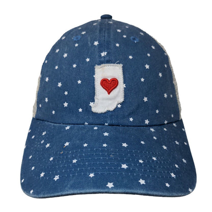 Red Heart Stars Indiana Slideback Trucker Hat Blue OSFM Adjustable Mesh Back