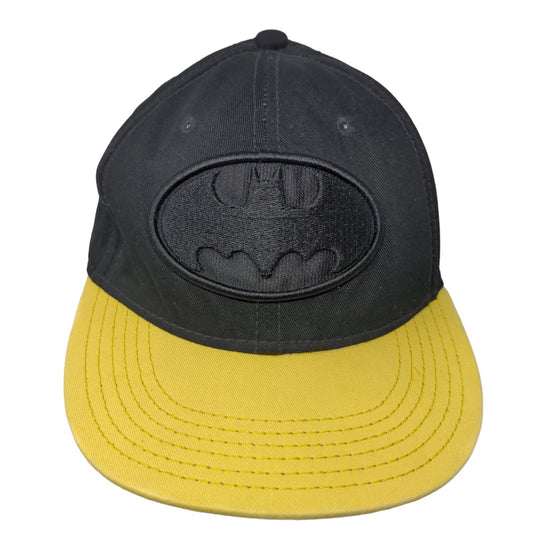 Batman Men's Snapback Hat Black Yellow Embroidered Logo Cotton Polyester