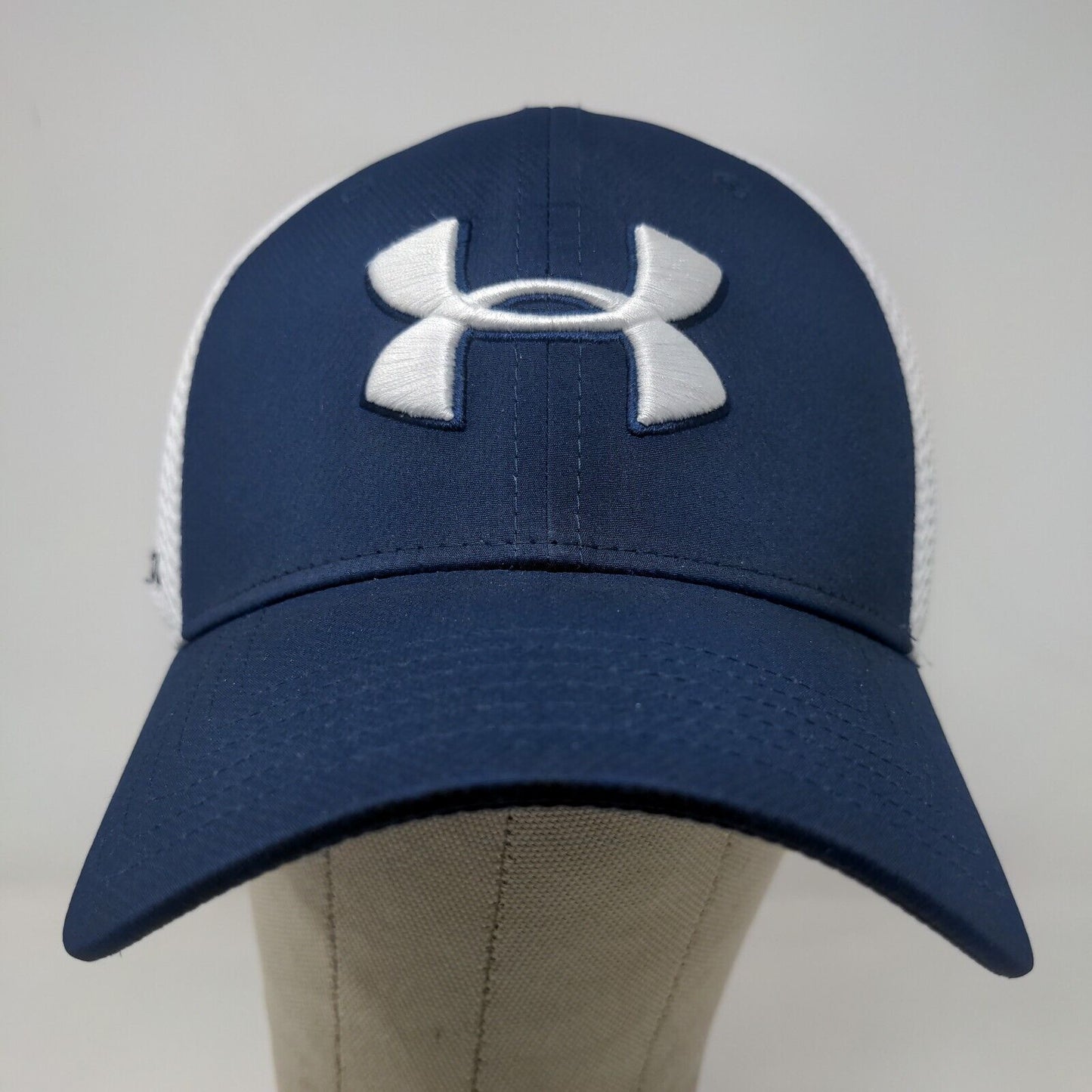 Under Armour Golf Men's Fitted Mesh Back Hat Blue White L-XL Embroidered Logo