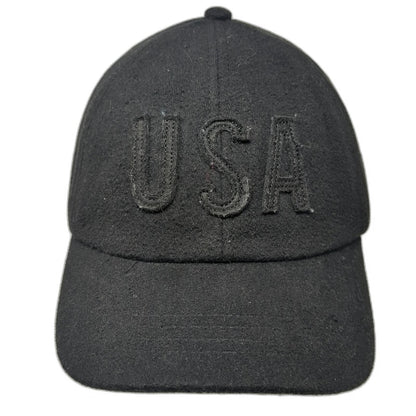 Old Navy Baseball Cap Black One Size USA Embroidery Slideback Curved Brim Hat