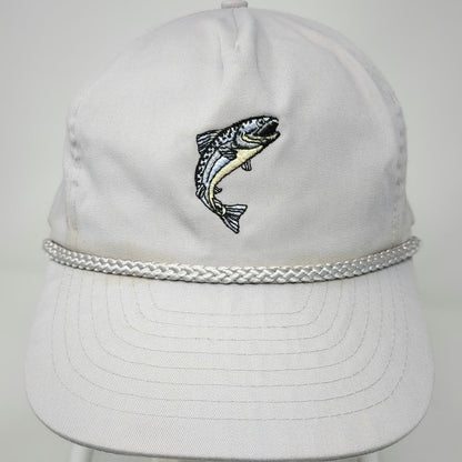 Gray 5 Panel Hat One Size Fish Graphic Rope Slideback Cap Outdoors Fishing Trout