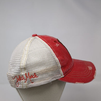 Judith March Snapback Trucker Hat Red One Size Adjustable Mesh Back Distressed
