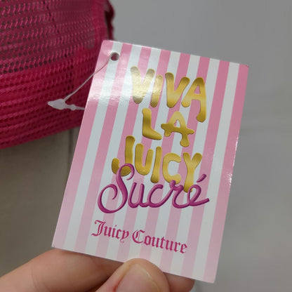 Juicy Couture Trucker Hat Pink One Size Velour Rhinestone Logo Snapback
