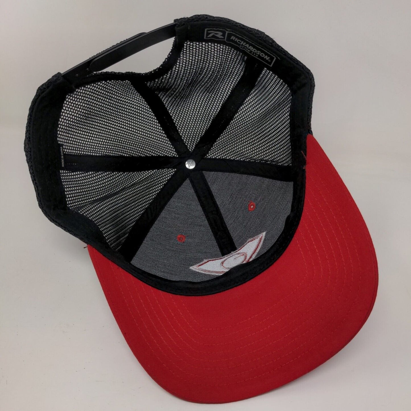 Richardson Snapback Trucker Hat Red One Size Adjustable Embroidered Mesh Back