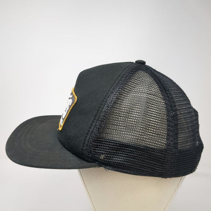 Vans Trucker Hat Black One Size Mesh Back Front Logo Patch Snapback Flat Brim