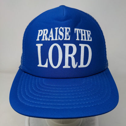 Praise The Lord Snapback Mesh Back Trucker Hat Blue OSFA Speedway