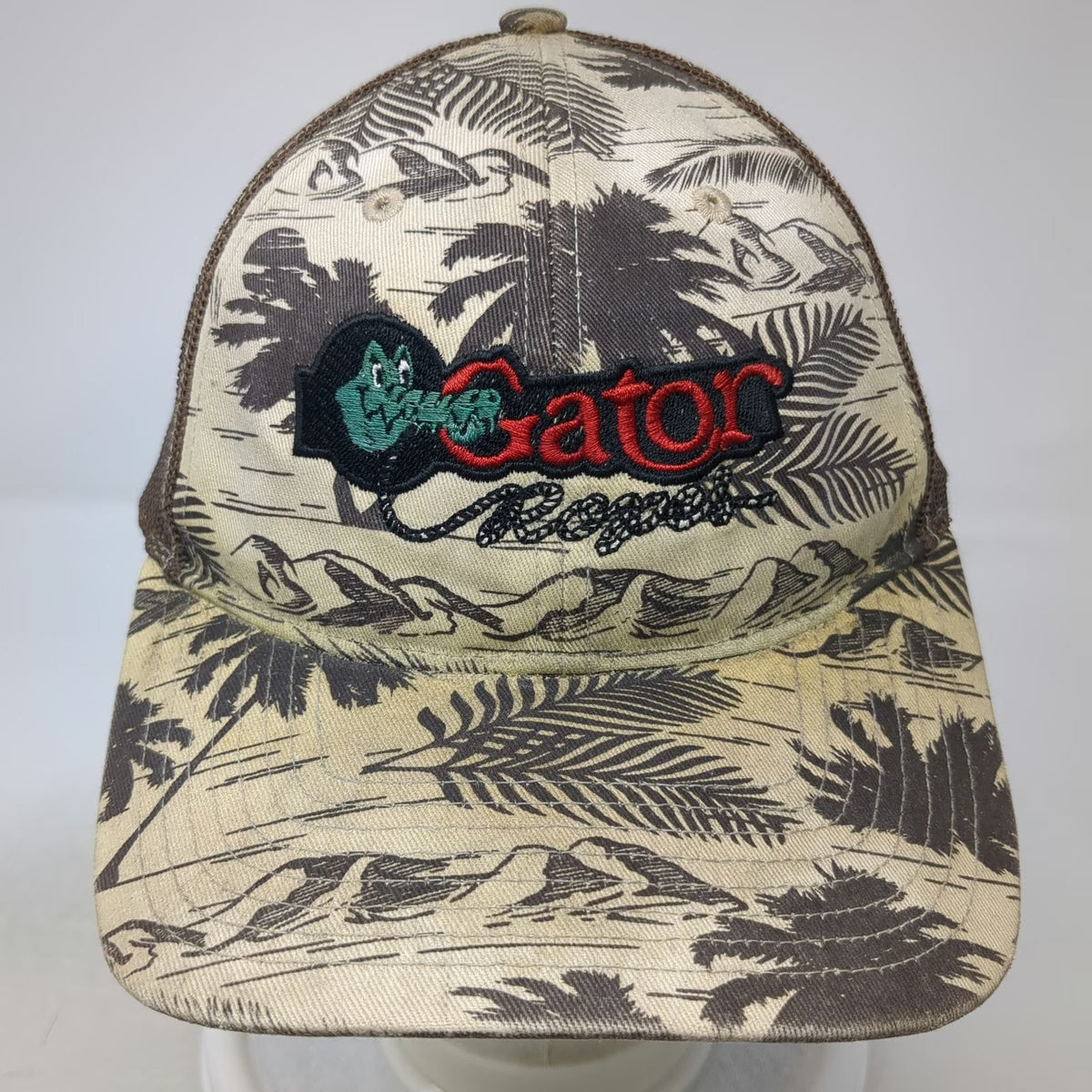 Richardson Trucker Hat Beige Brown One Size Tropical Gator Repel Snapback