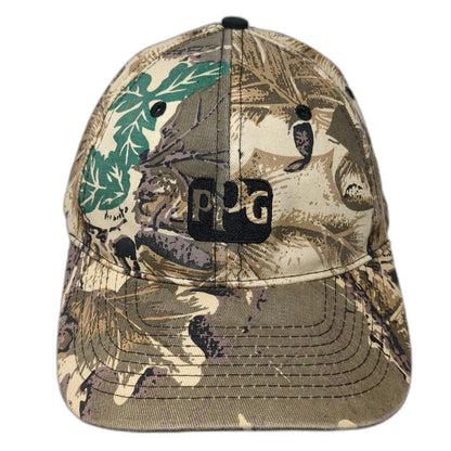PPG Baseball Cap One Size Beige Camo Leaf Pattern Adjustable Slideback Strap Hat