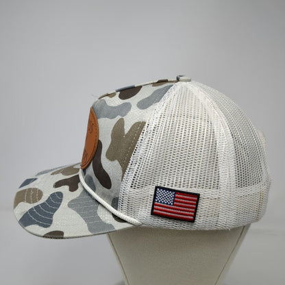 Bass Pro Shops Trucker Hat Gray One Size Made in USA Camo Mesh Snapback Rope