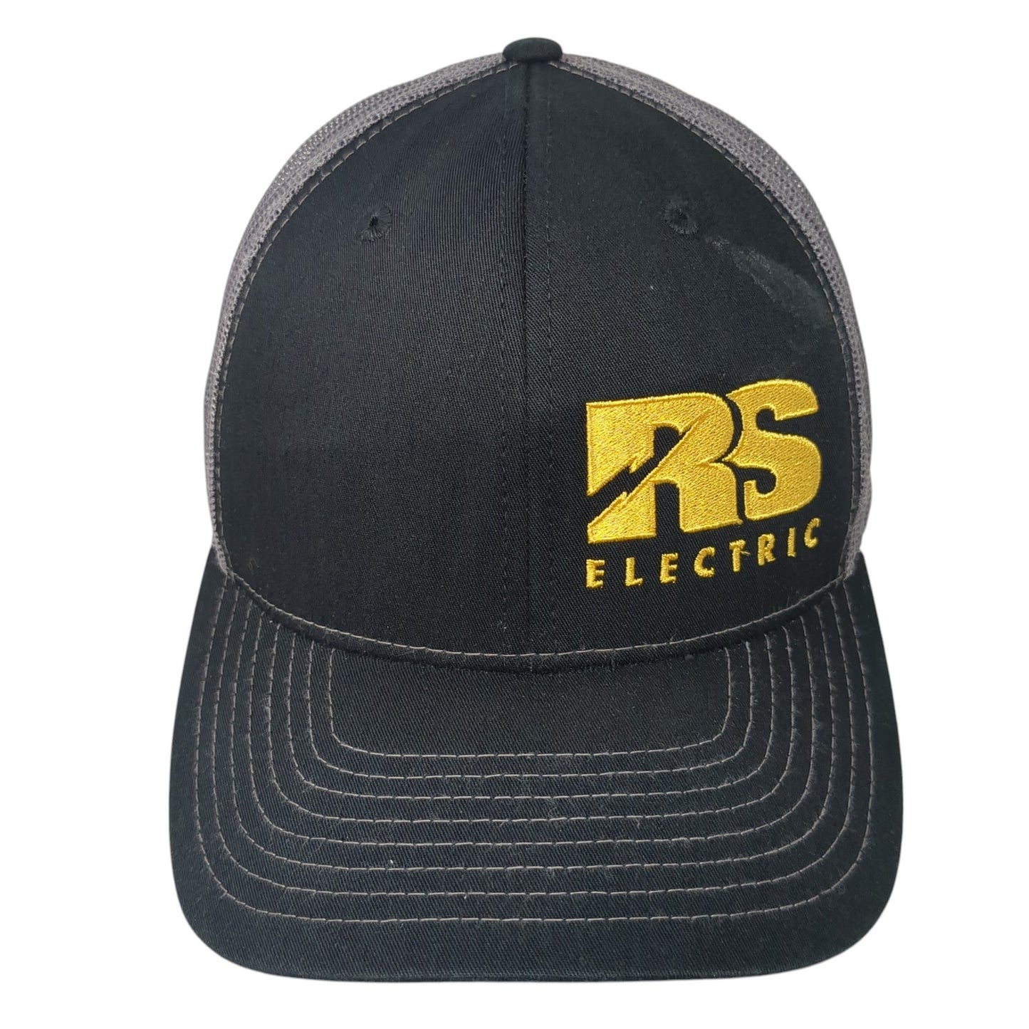 RS Electric Snapback Trucker Hat Black One Size Adjustable Mesh Back Richardson