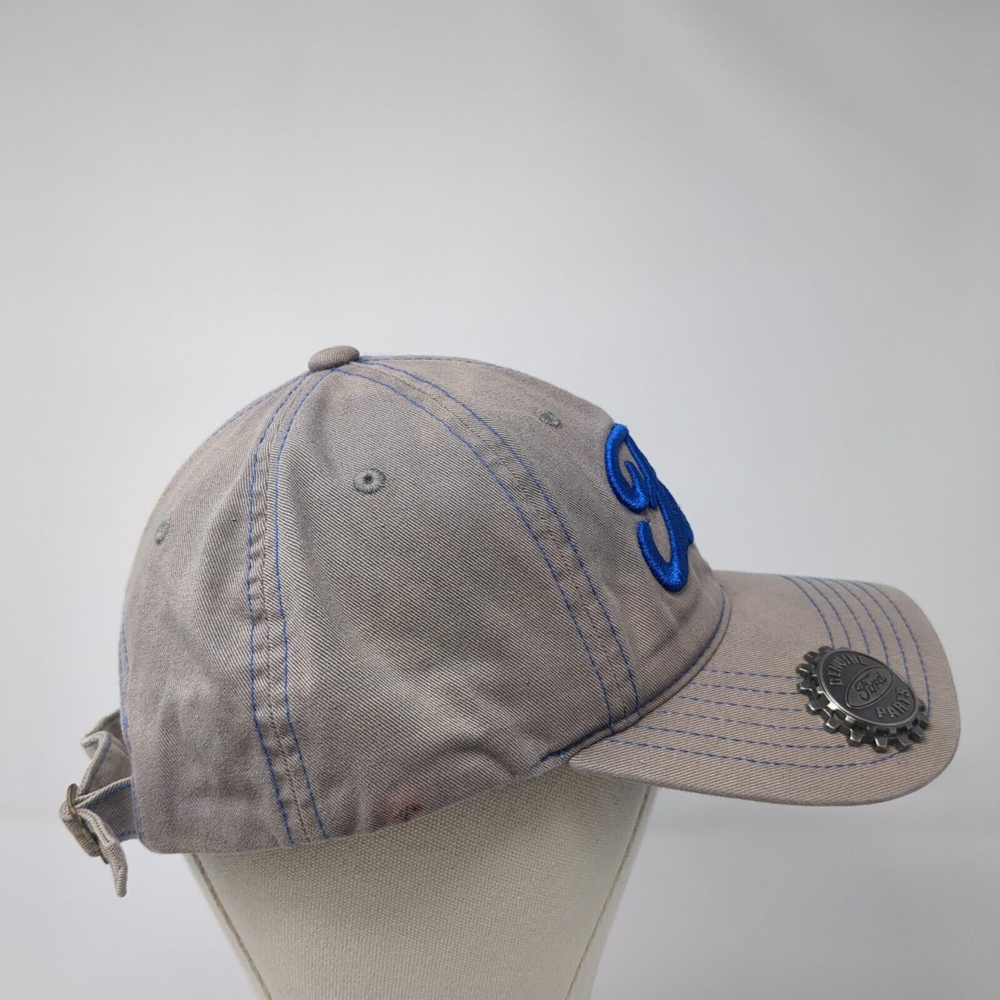 Ford Genuine Parts Slideback Baseball Cap Gray One Size Adjustable Bottle Opener
