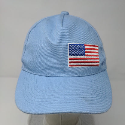 American Flag Strapback Hat Blue OSFA Adjustable Embroidered Patriotic Polyester