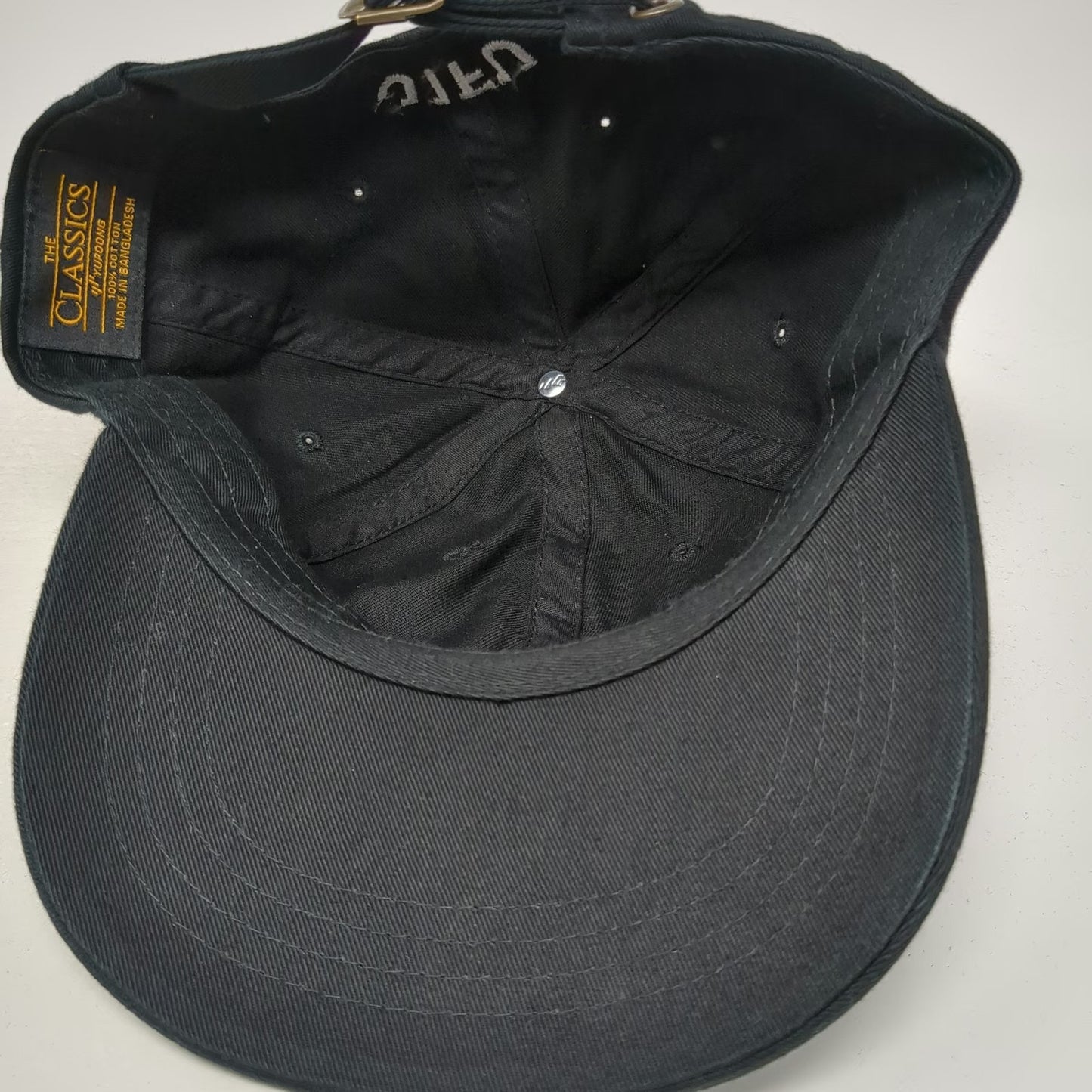 Yupoong Baseball Cap Black White One Size JIFU Bird Logo Cotton Hat Slideback
