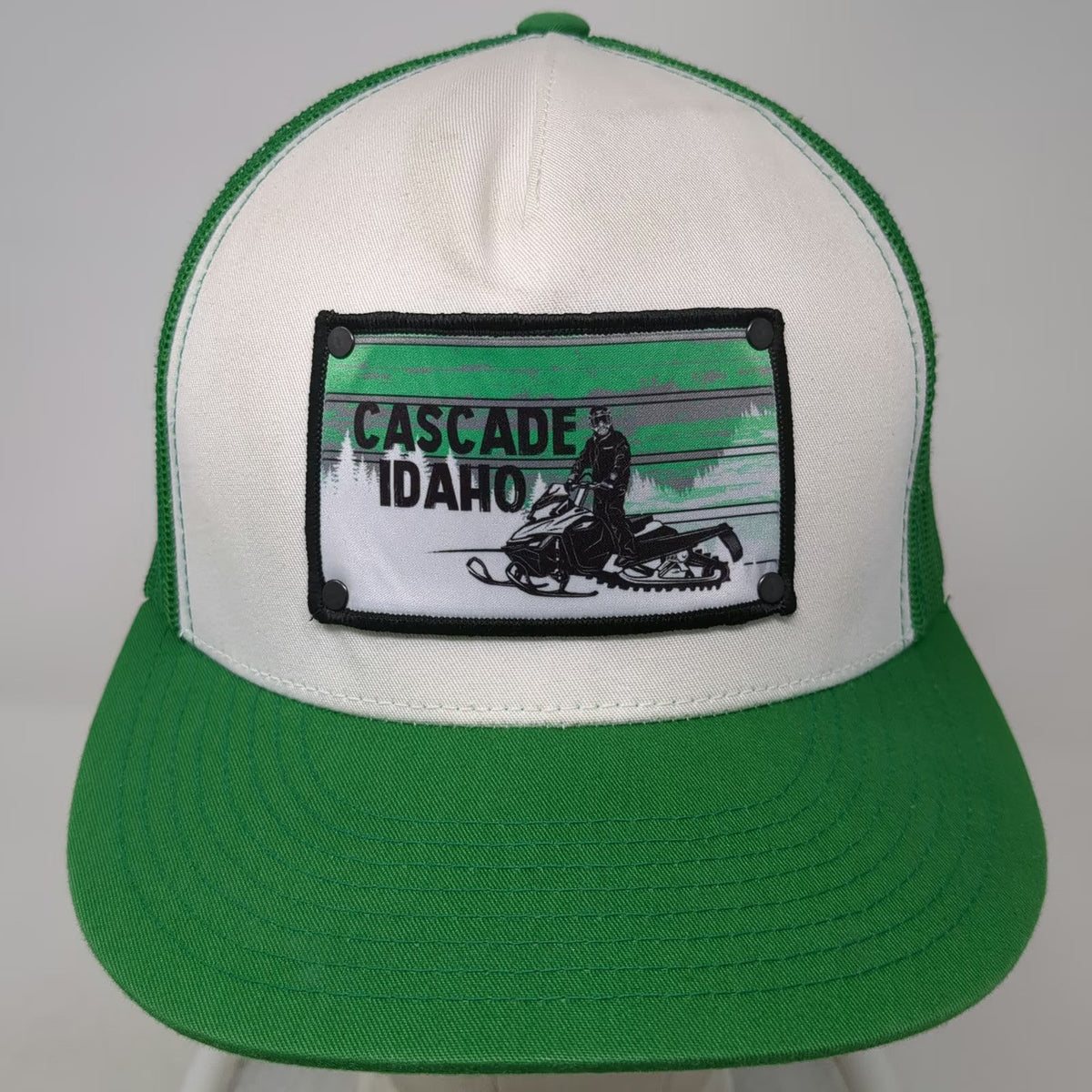 Stryder Trucker Hat Green One Size Cascade Idaho Snowmobile Snapback Mesh Back