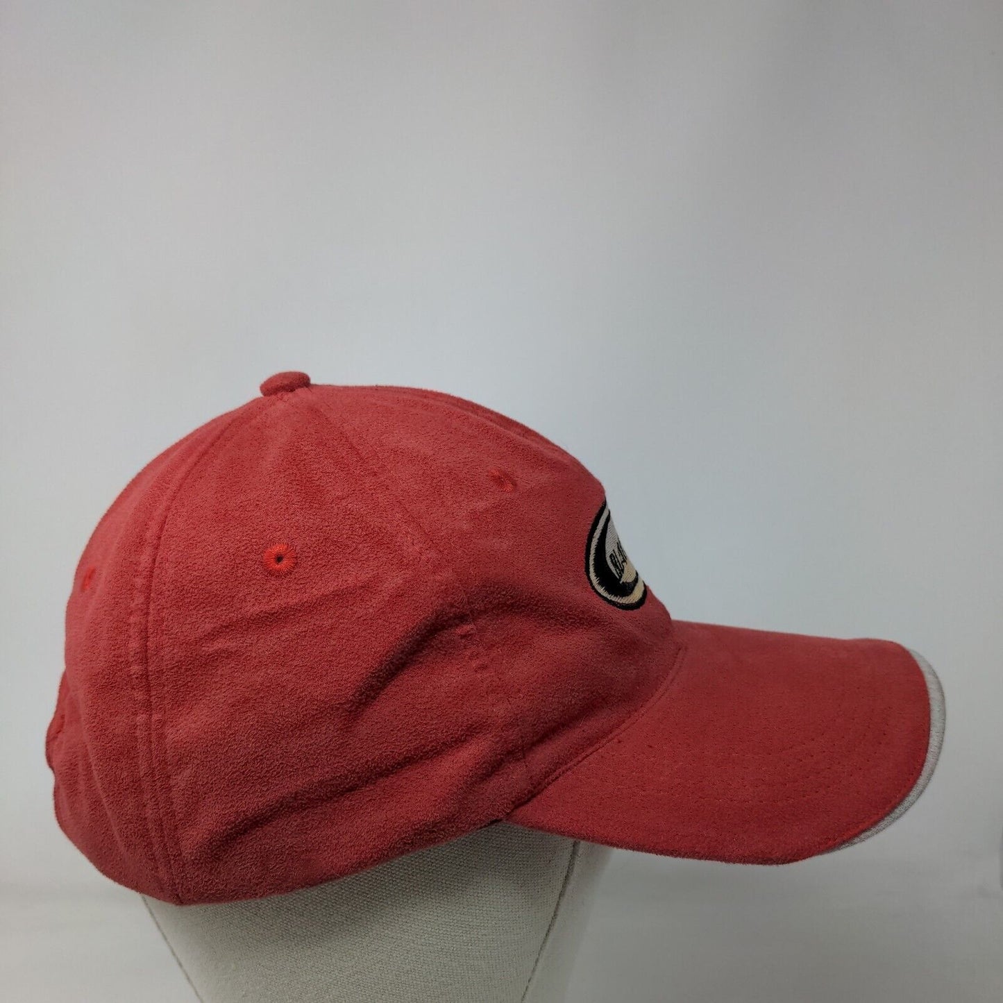 Black Belt Slideback Hat Red OSFA Adjustable Embroidered Vented Holes Polyester
