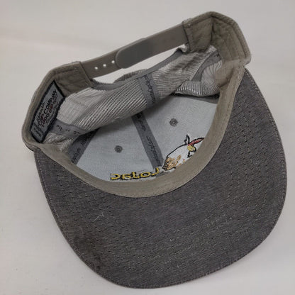 LoJac Snapback Mesh Back Trucker Hat Gray One Size Embroidered 6 Panel
