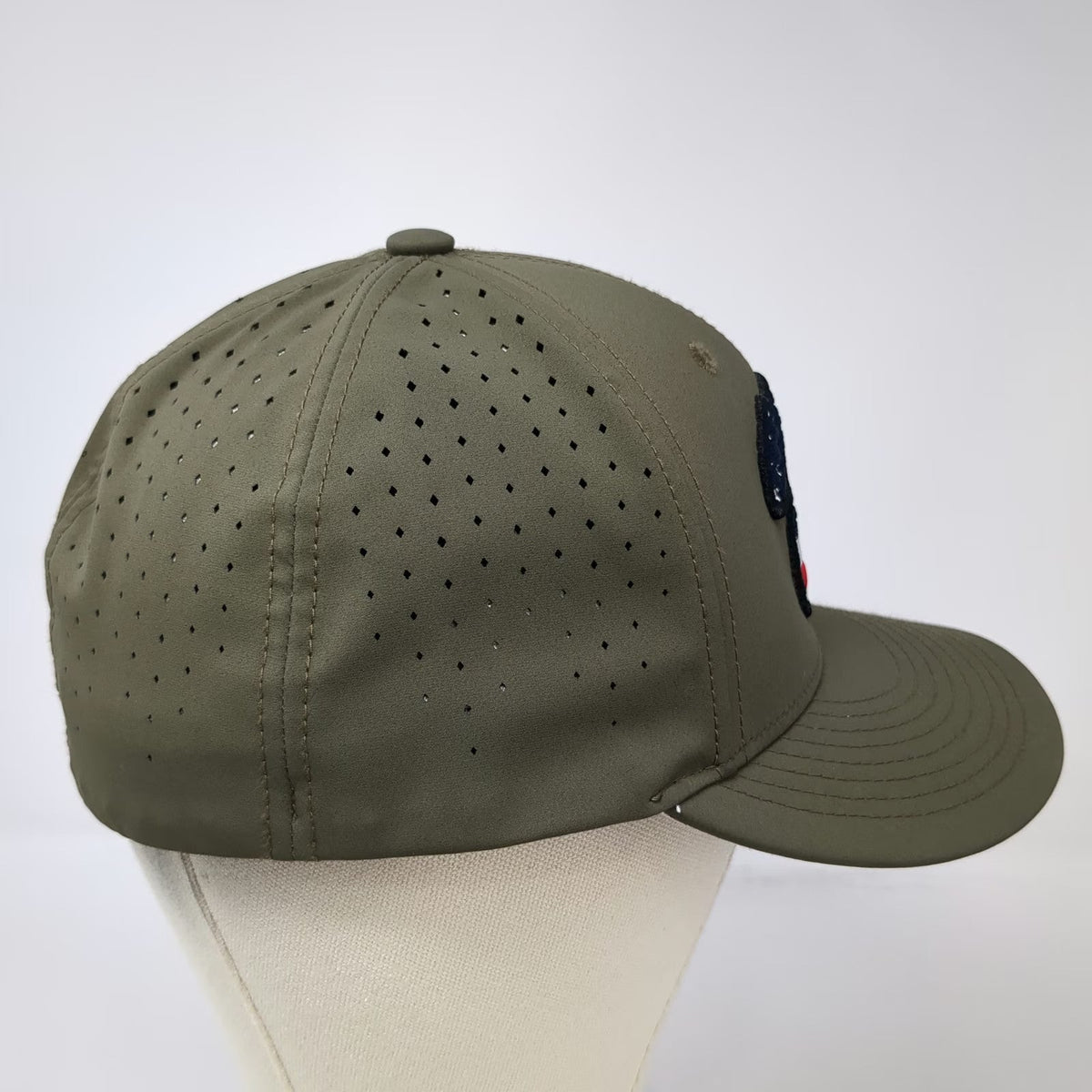 Champro Baseball Cap Green M American Flag W Laser Cut Perforated Stretch Hat