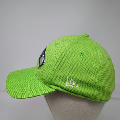 Seattle Seahawks NFL New Era Hat Green M Metallic Logo Curved Brim Stretch Fit