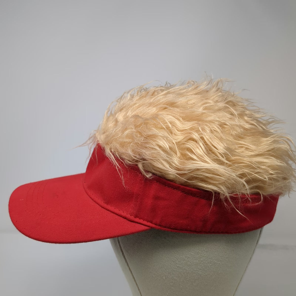 Red Baseball Cap One Size Blonde Hair Novelty Visor Costume Funny Party Hat