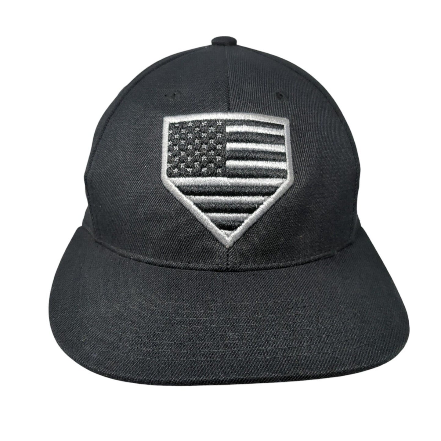 American Flag Fitted Hat Black Small Embroidered Solid 6 Panel Zephyr
