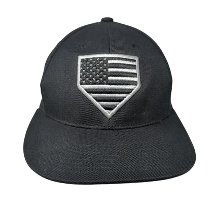 American Flag Fitted Hat Black Small Embroidered Solid 6 Panel Zephyr