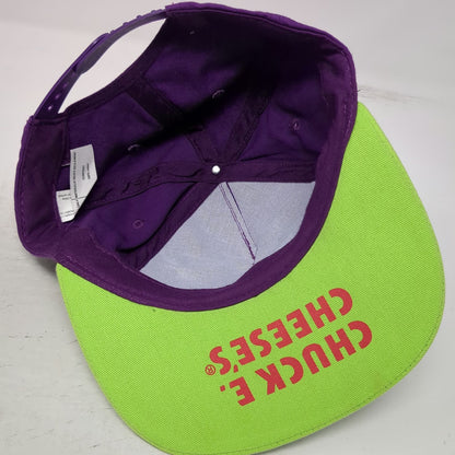 Chuck E. Cheese Boys 5 Panel Purple Hat Green Snapback Rubber Mascot Logo