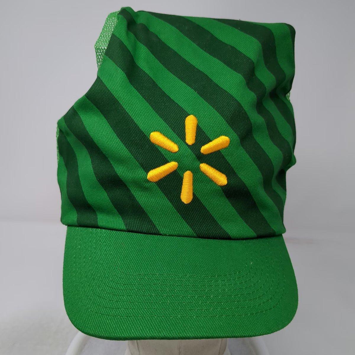 Walmart Trucker Green One Size Elf Pom Pom Striped Spark Logo Christmas Hat