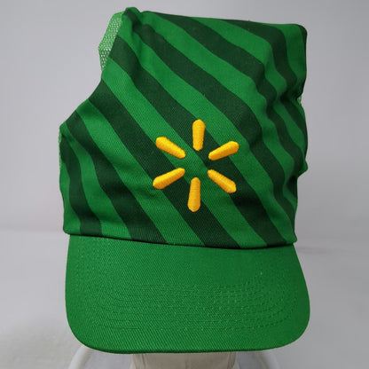 Walmart Trucker Green One Size Elf Pom Pom Striped Spark Logo Christmas Hat
