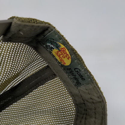 Bass Pro Shops Snapback Trucker Hat Brown OSFM Adjustable Mesh Back Gone Fishing