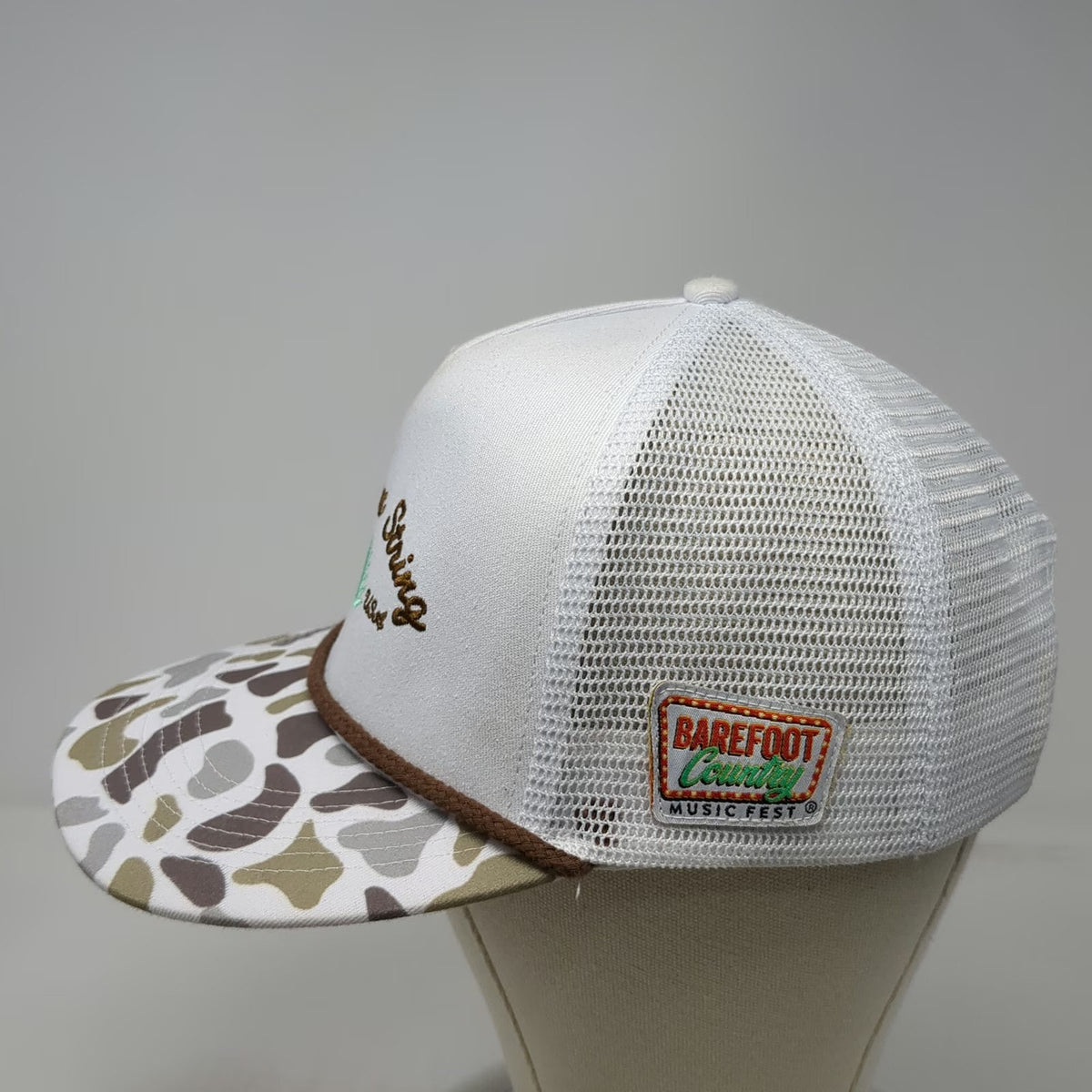Southern String White One Size Trucker Hat Barefoot Country Music Fest Camo Mesh