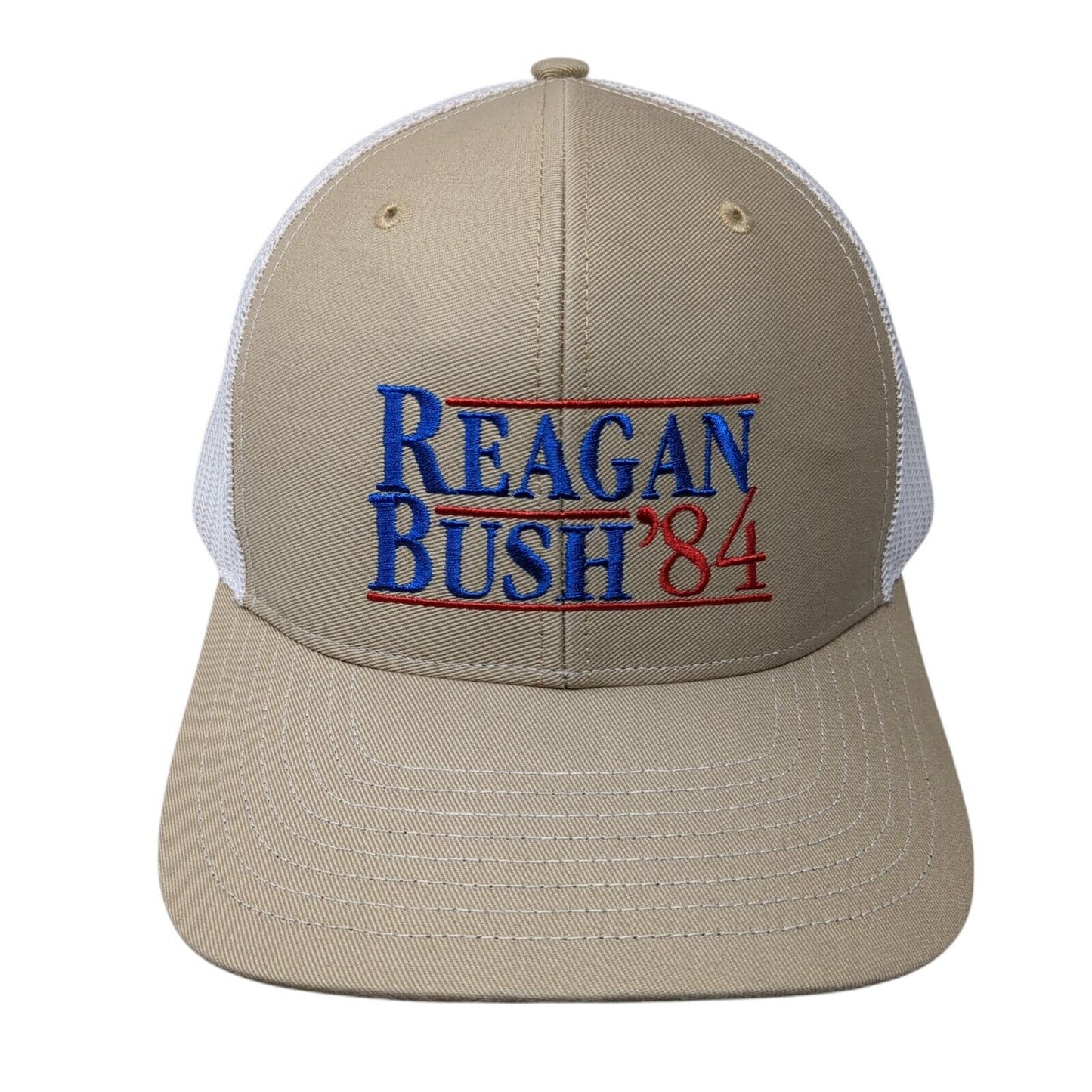 Reagan Bush '84 Snapback Trucker Hat Brown OS Adjustable Mesh Back Richardson