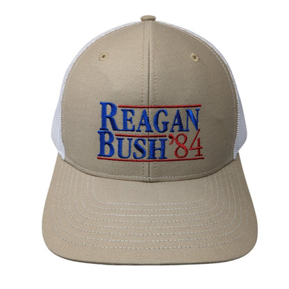 Reagan Bush '84 Snapback Trucker Hat Brown OS Adjustable Mesh Back Richardson