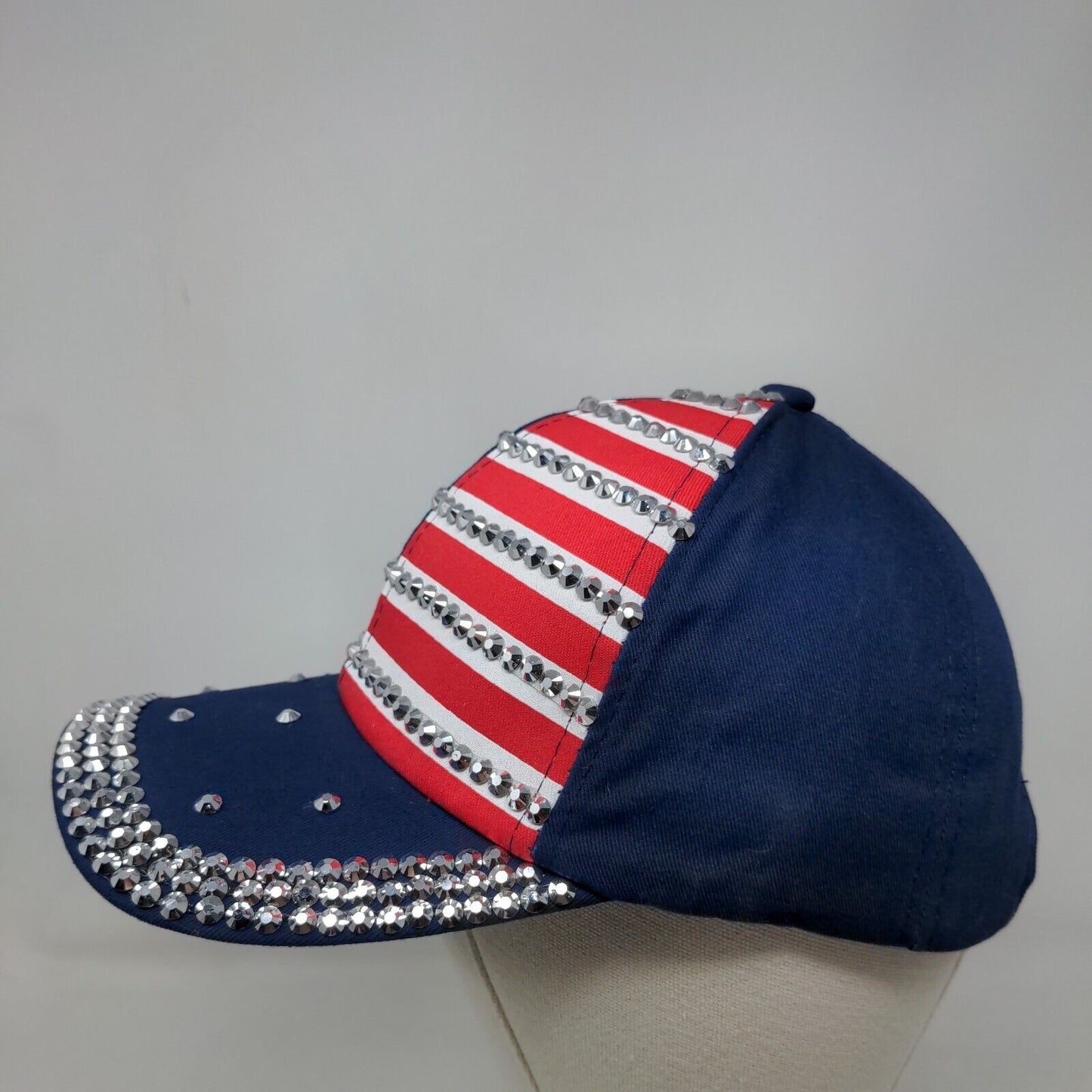 USA Patriotic Bling Slideback Hat Multicolor One Size Adjustable Stars & Stripes