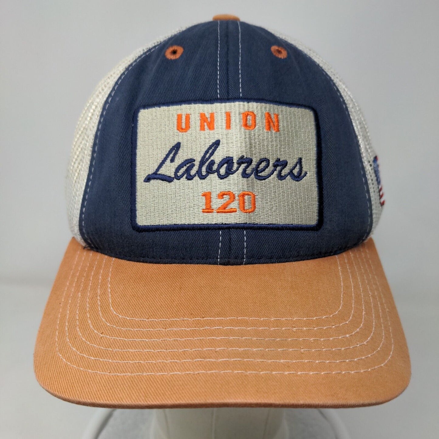 Laborers Union 120 Strapback Mesh Back Trucker Hat Multi One Size Embroidered