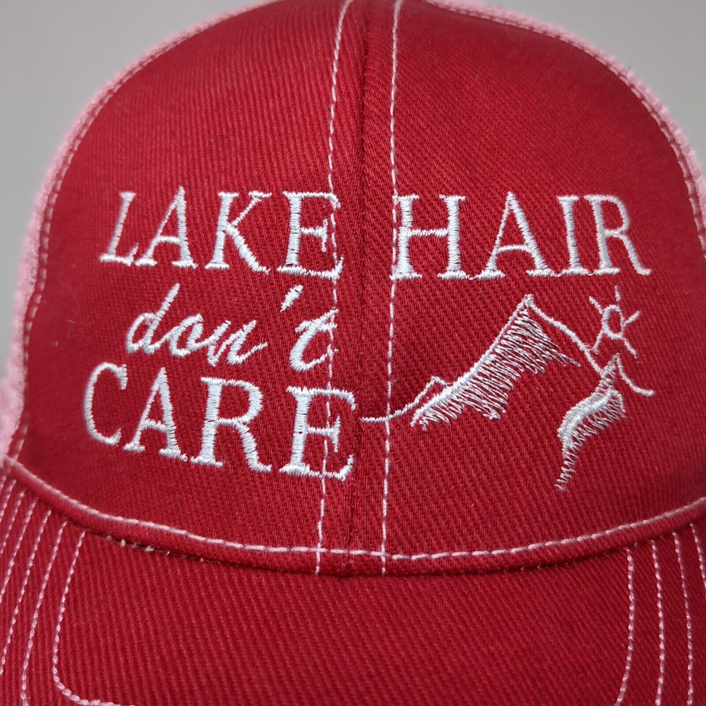 Lake Hair Don't Care Strapback Trucker Hat Multi One Size Adjustable Mesh Back