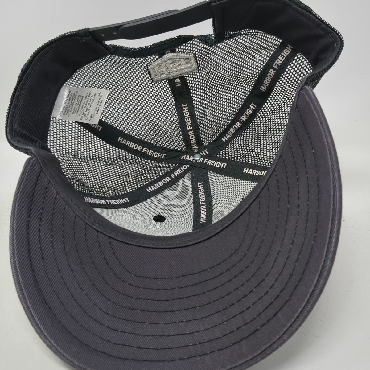 Harbor Freight Trucker Hat Gray Black One Size Mesh Back Snapback HFT Patch