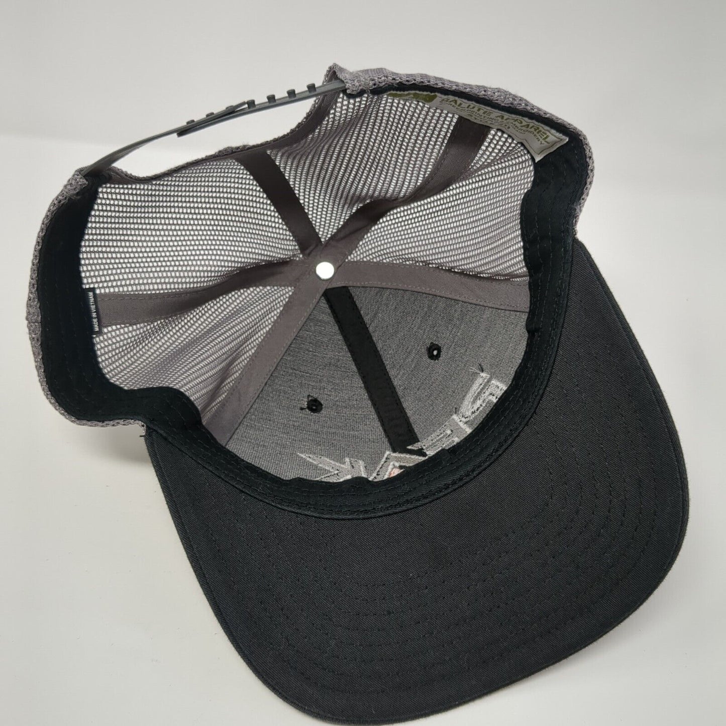 Peak Snapback Mesh Back Trucker Hat Black One Size Embroidered Salute