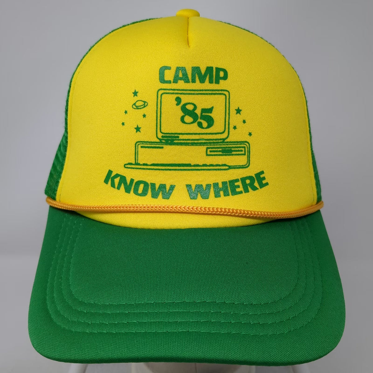 Trucker Hat Yellow Green One Size Stranger Things Camp Know Where Mesh Snapback