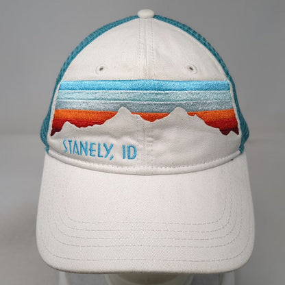 Gear White Blue Trucker Hat One Size Stanley Idaho Mountain Stripe Mesh Snapback
