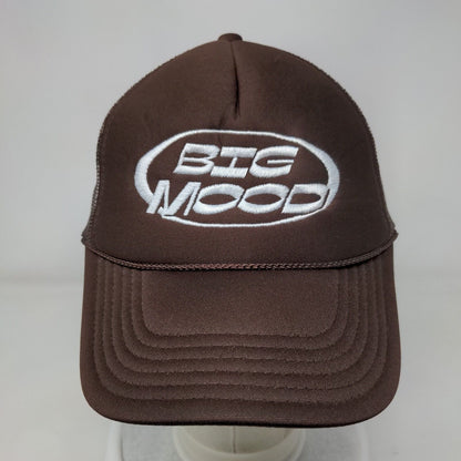 Big Mood Snapback Trucker Hat Brown OSFM Adjustable Rope Mesh Back Otto