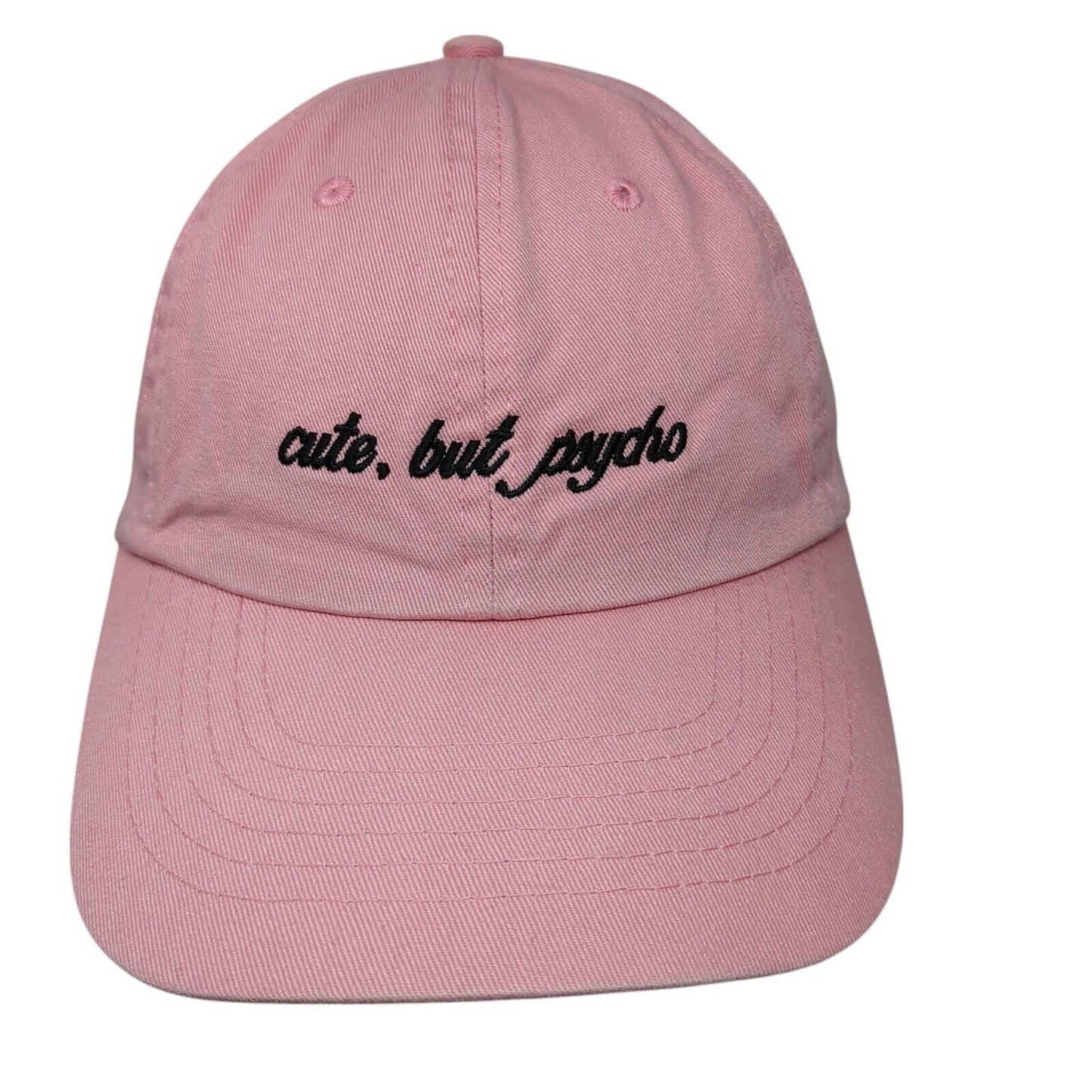 Cute by Psycho Slideback Hat Pink OS Adjustable Embroidered David And Young