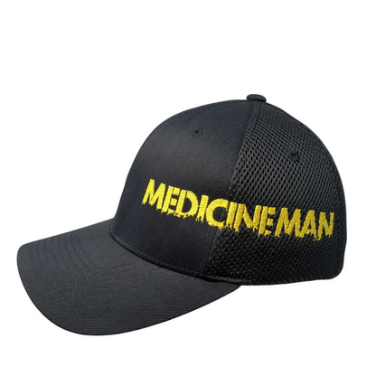 Medicine Man Fitted Hat Black S/M Embroidered Flexfit Breathable Yupoong