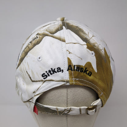 Wild Strawberry Lodge Sitka Alaska Slideback Hat Camouflage One Size Drift Creek